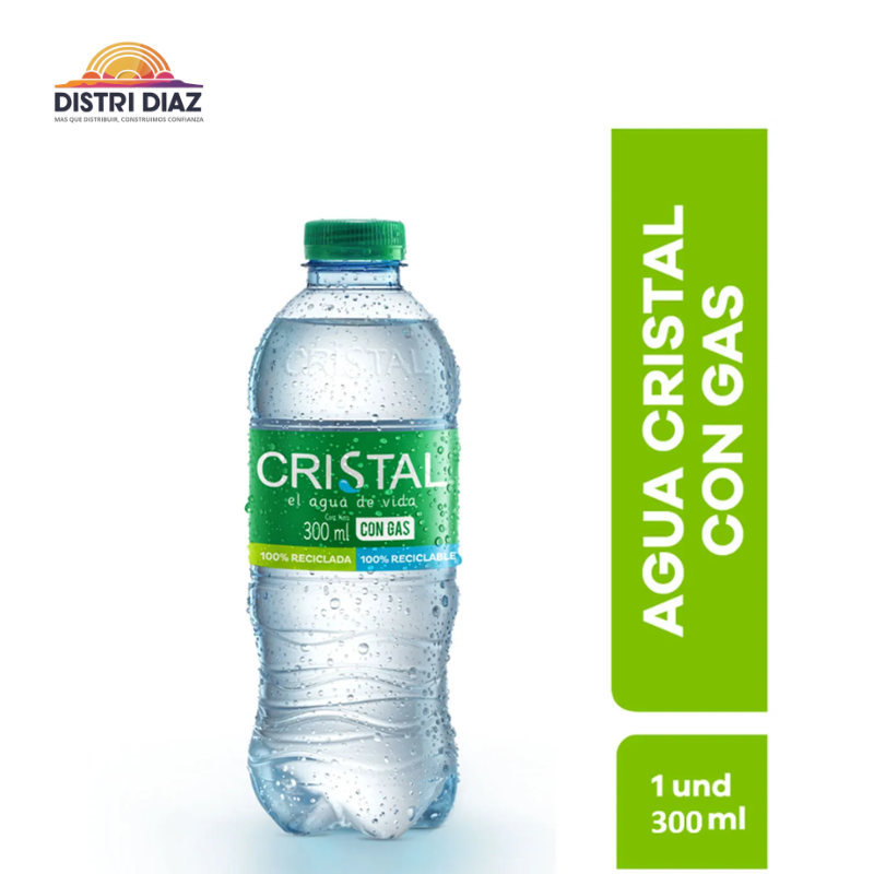 Agua cristal con gas 300ml x24 unds