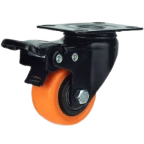 RUEDA CHINA NARANJA 1 1/2 CON FRENO